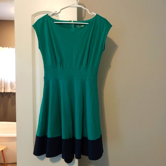 Kate Spade Womens Turquoise and Navy Dress Sz M W/Pockets - Picture 5 of 11